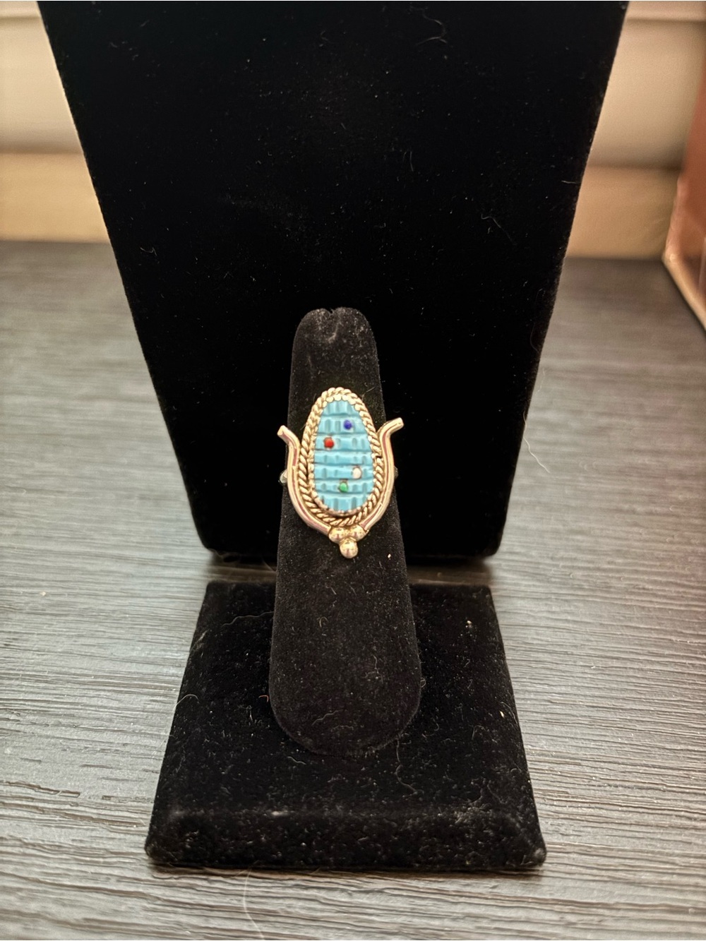 Beverly Etsate Zuni Artist Turquoise Corn Ring
